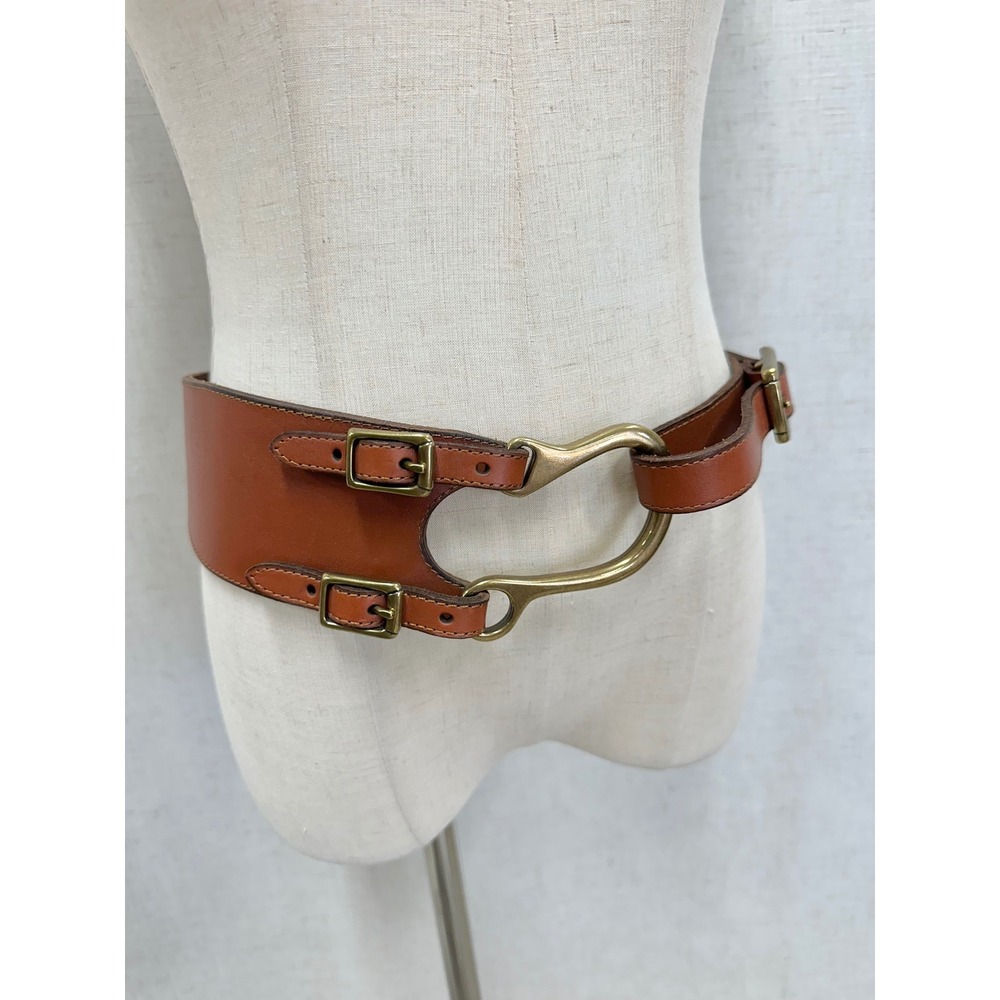 Lauren Ralph Lauren Brown Leather Equestrian Hook Buckle Waist Belt Womens S - Picture 2 of 13